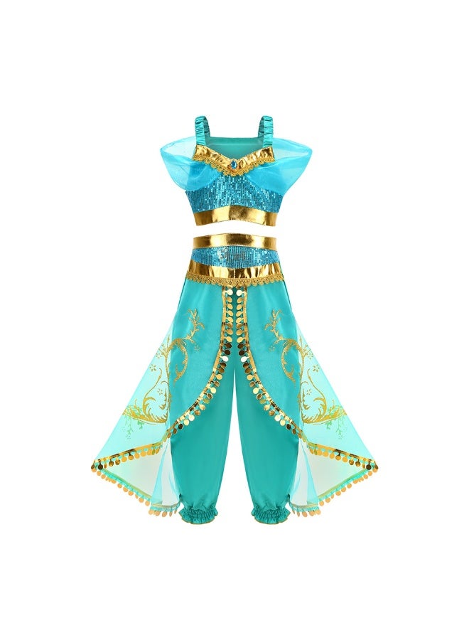 NIBEMINENT Princess Jasmine Classic puffed-sleeve Princess Christmas Aladdin Magic Lamp Dress - Image 1