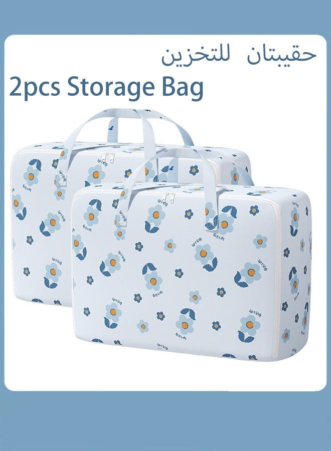 2 Pcs Large Moving Bags, Storage Bag Organizer,105L Clothes Storage Box, Blanket Storage Bag with Strong Zippers and Carrying Handles, Storage Totes for Clothes, Moving Supplies, Outdoor Traveling Household Clothing Storage Bag, Space Saving - Image 1