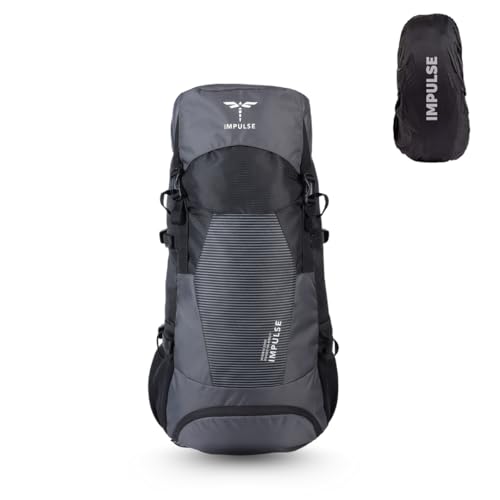 Impulse Urban Trek 75L Travel Bag with Rain Cover|Water Resistant|Padded Adjustable Shoulder Straps & Waist Belt | Ideal for Hiking, Camping & Travel Rucksack Backpack- Black |1 Year Warranty - Image 1