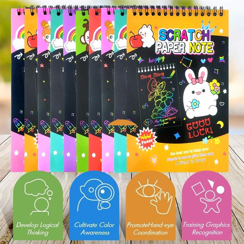 SNAPTRON Return Gifts For Birthday For Kids Party Bulk - 10 Set Of Big Size Scratch Book For Kids, Magic Book For 3 4 5 6 7 For Birthday Return Gifts For Kids Children Girls, Boys Best,Multicolor - Image 5