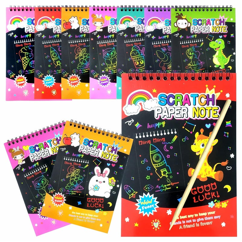 SNAPTRON Return Gifts For Birthday For Kids Party Bulk - 10 Set Of Big Size Scratch Book For Kids, Magic Book For 3 4 5 6 7 For Birthday Return Gifts For Kids Children Girls, Boys Best,Multicolor - Image 1
