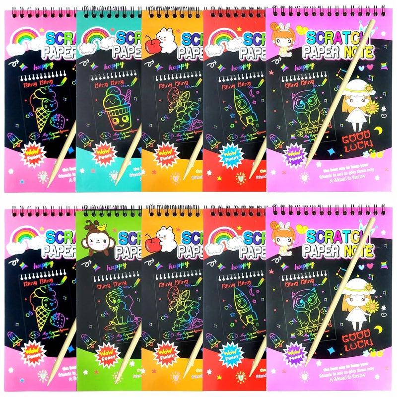 SNAPTRON Return Gifts For Birthday For Kids Party Bulk - 10 Set Of Big Size Scratch Book For Kids, Magic Book For 3 4 5 6 7 For Birthday Return Gifts For Kids Children Girls, Boys Best,Multicolor - Image 2