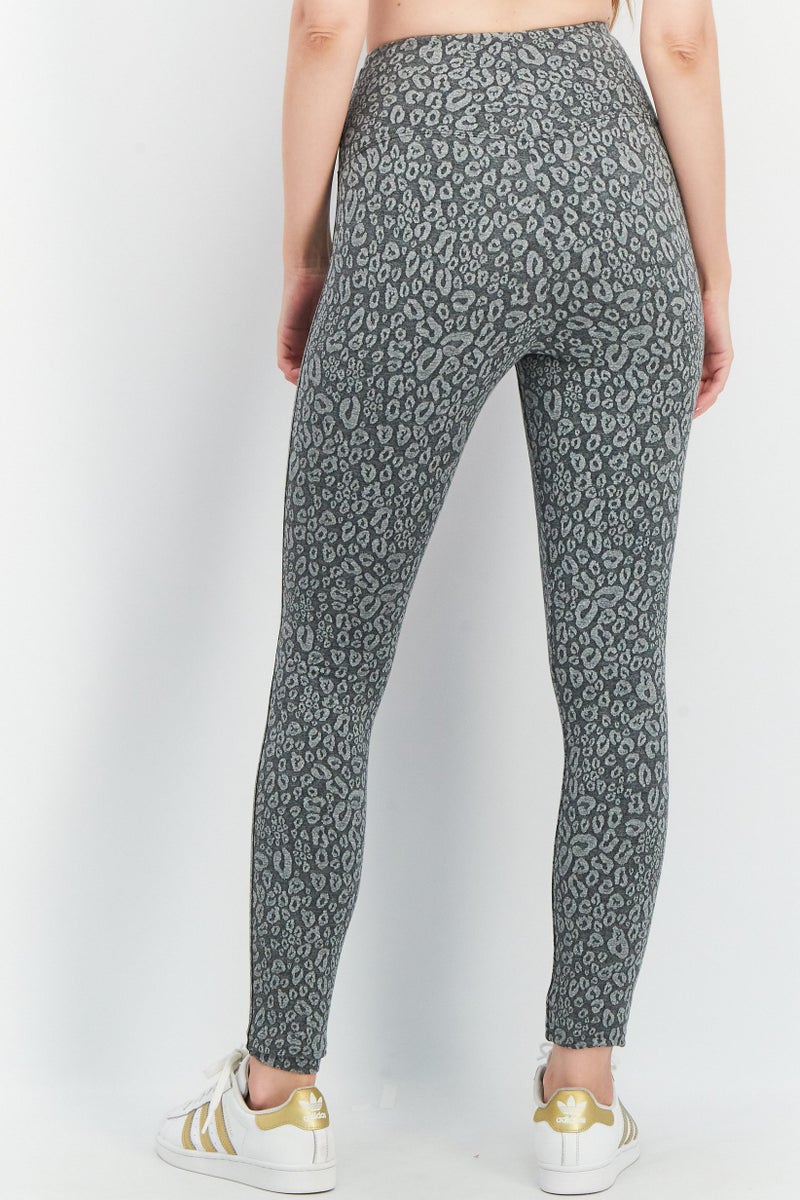 Lysse Women Jacquard Print Leggings, Charcoal Grey - Image 3