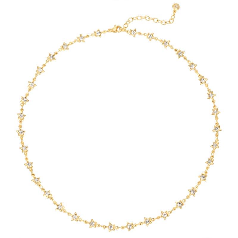 MTMY Beaded Necklaces for Women 14K Gold Plated Dainty Colorful Green/Rose Beaded Pearl Choker Necklace Delicate Boho Jewelry Gift (Star chain) - Image 1