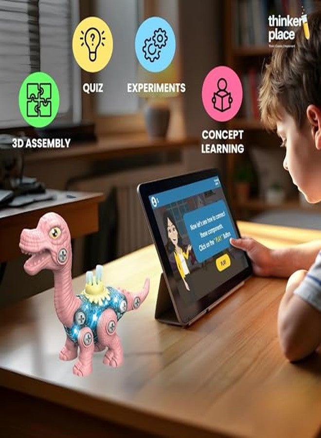 ThinkerPlace DIY Sliding Dinosaur Kit Brachiosaurus with Light & Sound | Learn About Fossils | Take Apart Dinosaur Toys | Build, Play & Learn | Toy for Kids Age 4+ | Science & Learning Toy - Image 3