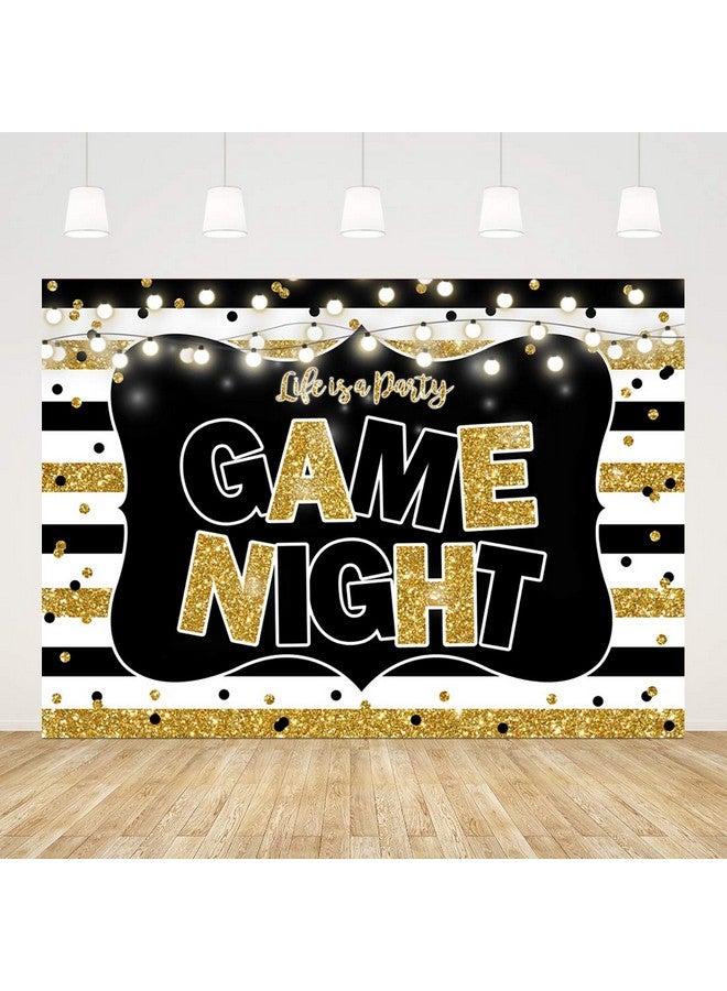 Ticuenicoa 7X5Ft Game Night Party Backdrop Black And Gold Stripes Photo Background Game On Birthday Party Supplies Kids Adults Gaming Party Decorations Baby Shower Cake Table Photo Booth Props - Image 1
