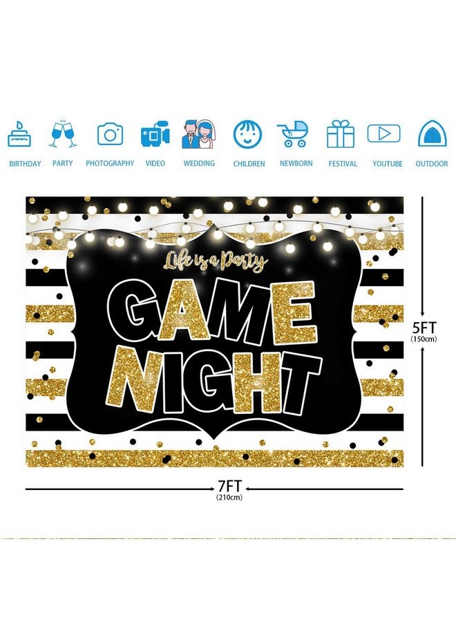 Ticuenicoa 7X5Ft Game Night Party Backdrop Black And Gold Stripes Photo Background Game On Birthday Party Supplies Kids Adults Gaming Party Decorations Baby Shower Cake Table Photo Booth Props - Image 5