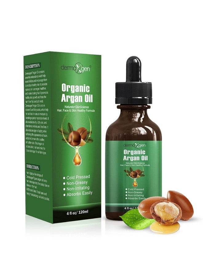 DERMAXGEN Argan Oil -100% Organic & Cold Pressed Moroccan Oil - Anti-Aging Moisturizing Treatment for Face, Hair, Skin & Nails, Acne Scars, Anti-Wrinkle. (4 FL OZ) - Image 1