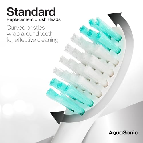 AquaSonic Standard Replacement Brush Heads | ADA Accepted | for Normal & Sensitive Teeth | Compatible with Many AquaSonic Toothbrush Handles (8 Pack White) - Image 3