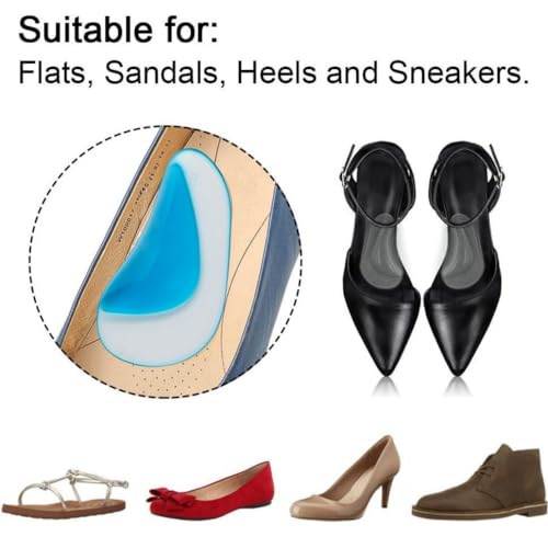 Hodaqe Arch Support Shoe Insoles For Flat Feet, Gel Arch Inserts For Plantar Fasciitis, Adhesive Arch Pad For Relieve Pressure And Feet Pain- 2 Pairs - Image 3