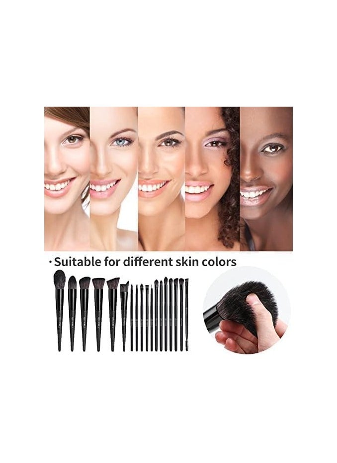 BS Mall BS-MALL Makeup Brush Set 18 Pcs Premium Synthetic Foundation Powder Concealers Eye Shadows Blush Makeup Brushes with Black Travel Case (C-Black)  - Image 3