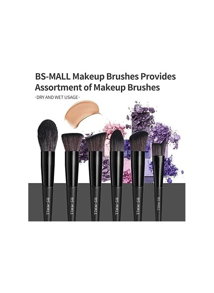 BS Mall BS-MALL Makeup Brush Set 18 Pcs Premium Synthetic Foundation Powder Concealers Eye Shadows Blush Makeup Brushes with Black Travel Case (C-Black)  - Image 4