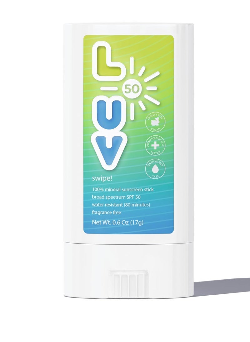 Swipe! SPF 50 Mineral Sunscreen Stick, Broad-Spectrum Protection Against UVA & UVB Rays, Perfect For Everyday Activities & Outdoor Adventures, Clear and Lightweight Sun Protection - Image 1