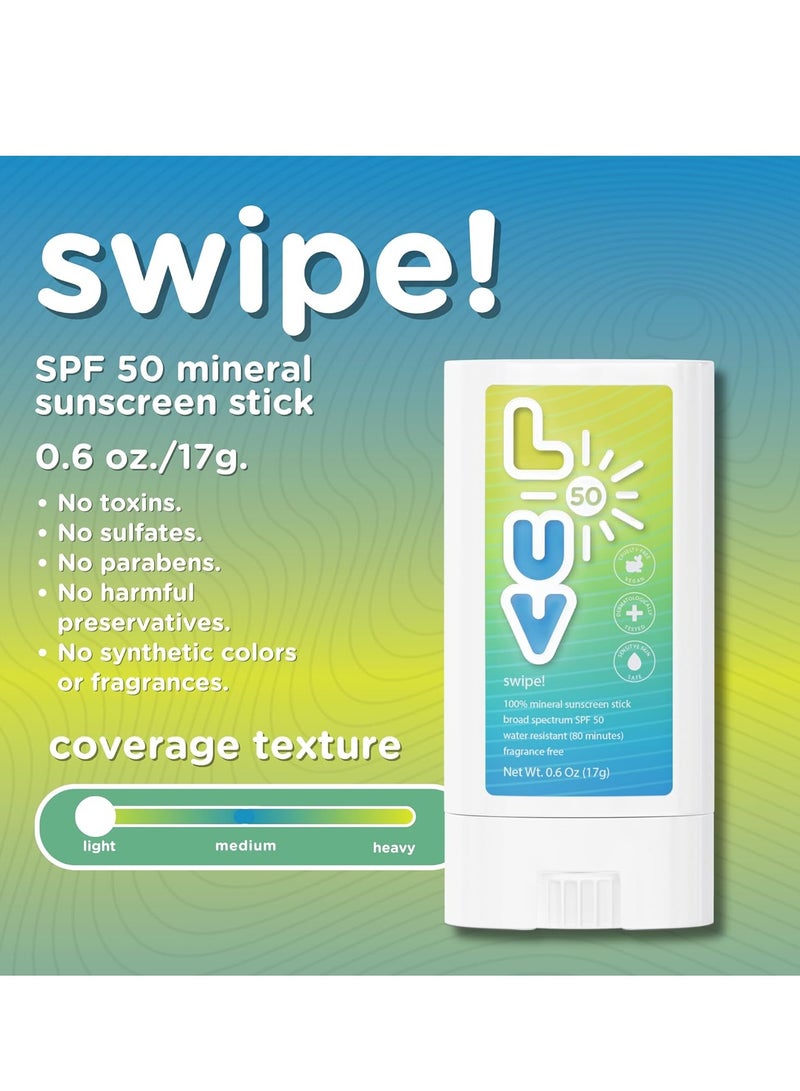 Swipe! SPF 50 Mineral Sunscreen Stick, Broad-Spectrum Protection Against UVA & UVB Rays, Perfect For Everyday Activities & Outdoor Adventures, Clear and Lightweight Sun Protection - Image 3