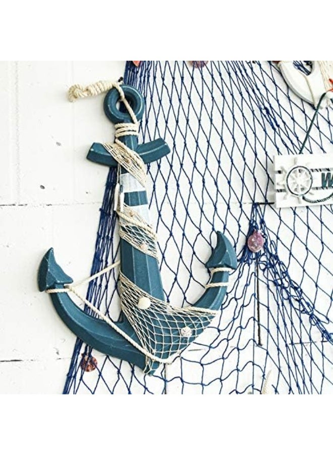 YINZUO YINZUO Beach Nautical Wood Anchor Wall Decor with Rope Rustic Coastal Anchor Hanging Ornament  - Image 4