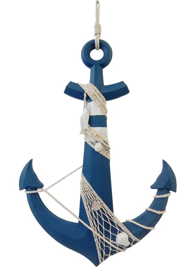 YINZUO YINZUO Beach Nautical Wood Anchor Wall Decor with Rope Rustic Coastal Anchor Hanging Ornament  - Image 2