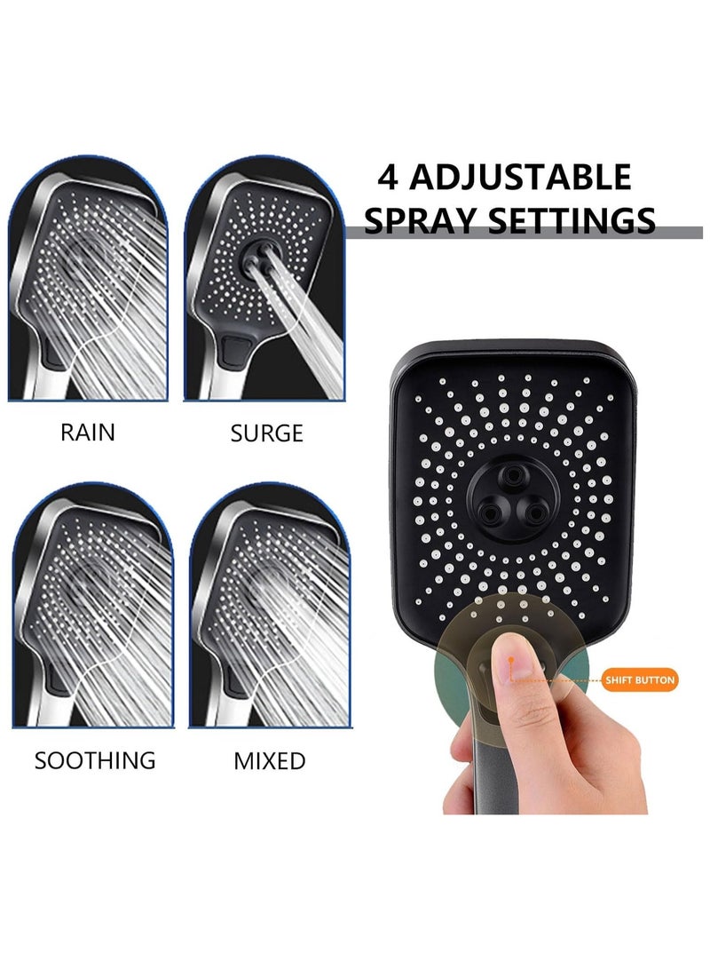 Shower Head High Pressure Shower Heads with 4 Spray Modes, Powerful Square Shower Head to Increase Water Pressure, Handheld Shower Head, Universal Water Saving Shower Head - Image 3