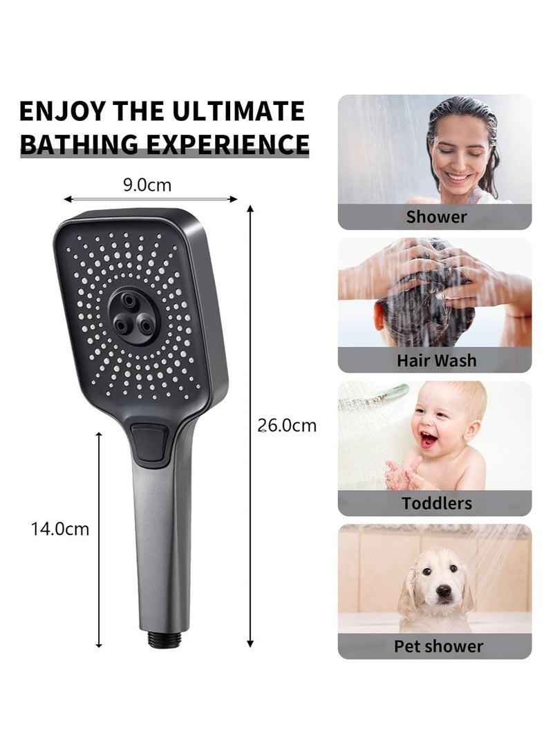 Shower Head High Pressure Shower Heads with 4 Spray Modes, Powerful Square Shower Head to Increase Water Pressure, Handheld Shower Head, Universal Water Saving Shower Head - Image 4