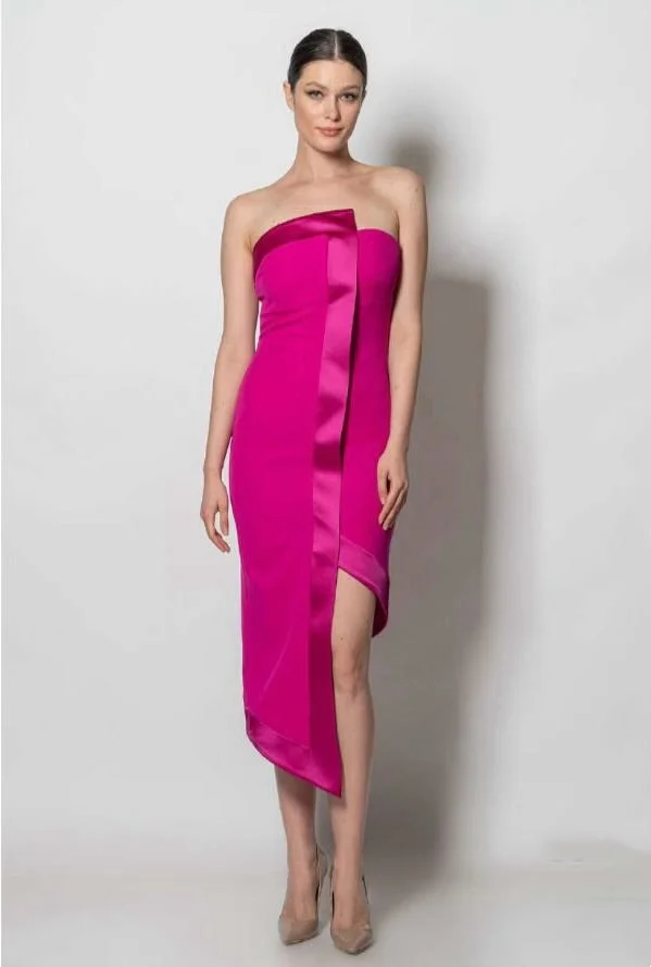 Marvella By Rasha Strapless Satin-Trim Midi Dress