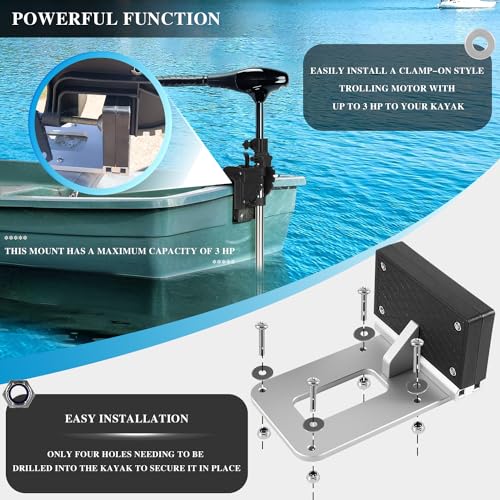 besttruck Universal Transom Trolling Motor Mount for Kayaks/Kayak Motor Mount, Universal Fit for Any Boat with A Flat Stern, For Electric Trolling Motors Only, Not for Outboard Engines of Any Size - Image 3