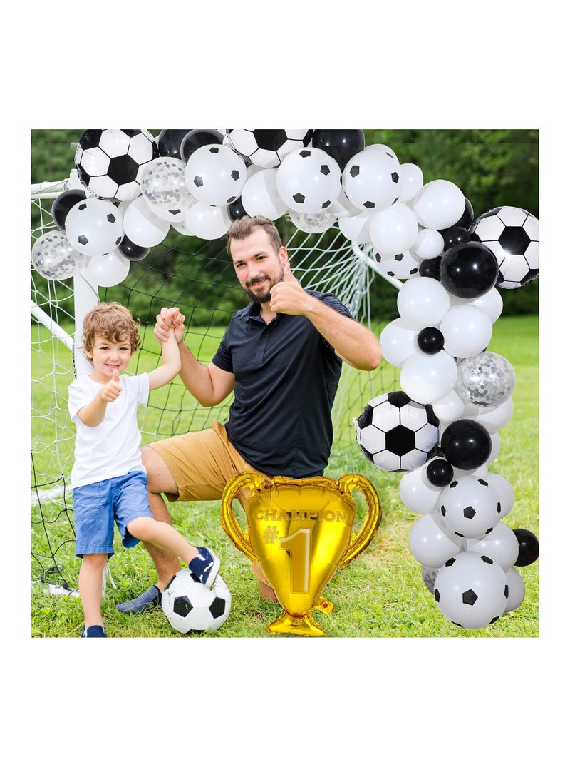 Generic - Soccer Party Balloons Arch Kit Soccer Balloon Party Decorations Include Soccer Championship Trophy Foil Balloons Green White Black Latex Balloons for Birthday Soccer Sports Themed Party Supplies - Image 1