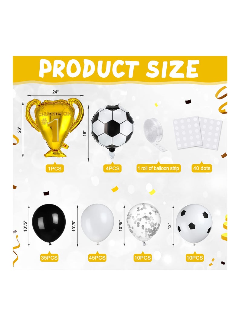 Generic - Soccer Party Balloons Arch Kit Soccer Balloon Party Decorations Include Soccer Championship Trophy Foil Balloons Green White Black Latex Balloons for Birthday Soccer Sports Themed Party Supplies - Image 1
