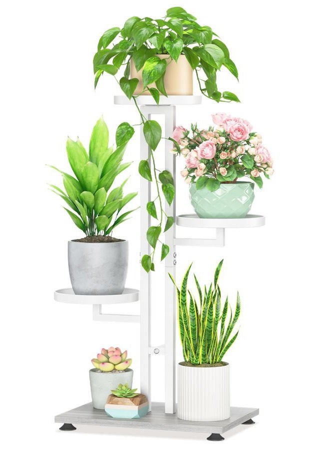 LASZOLA White Tall 3 Tier 5 Pot Plant Stand Indoor Heavy Duty Metal Rack, Vertical Multi Level Planter Holder, Sturdy Cat Proof, Decorate for Cactus Fern Orchid, House Bathroom Office Living Room - Image 1