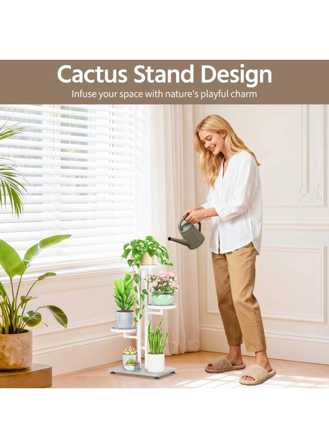 LASZOLA White Tall 3 Tier 5 Pot Plant Stand Indoor Heavy Duty Metal Rack, Vertical Multi Level Planter Holder, Sturdy Cat Proof, Decorate for Cactus Fern Orchid, House Bathroom Office Living Room - Image 2