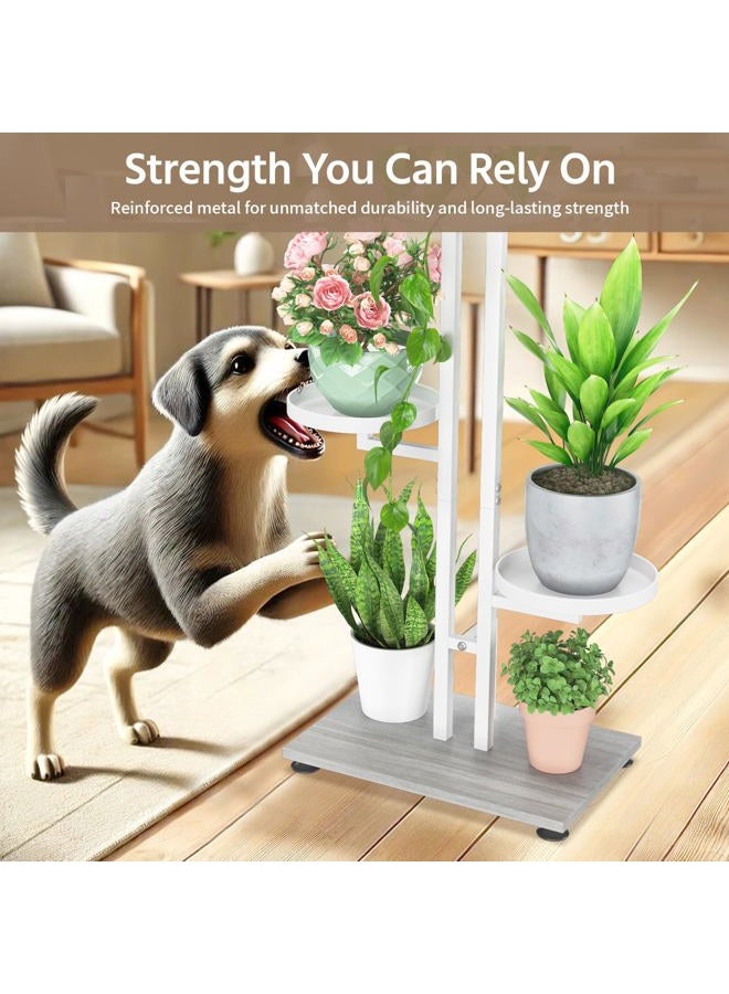 LASZOLA White Tall 3 Tier 5 Pot Plant Stand Indoor Heavy Duty Metal Rack, Vertical Multi Level Planter Holder, Sturdy Cat Proof, Decorate for Cactus Fern Orchid, House Bathroom Office Living Room - Image 5