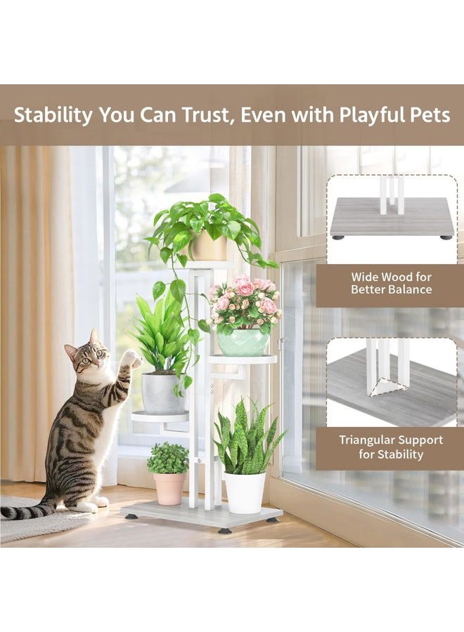 LASZOLA White Tall 3 Tier 5 Pot Plant Stand Indoor Heavy Duty Metal Rack, Vertical Multi Level Planter Holder, Sturdy Cat Proof, Decorate for Cactus Fern Orchid, House Bathroom Office Living Room - Image 3