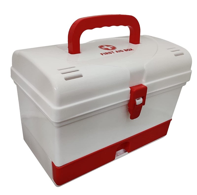 Seven Moon First Aid Box for Home & Office Large Capacity Medical Storage Organizer with Handle, Lock & Compartments Portable Plastic Emergency Medicine Kit Box (Random Color) - Image 2