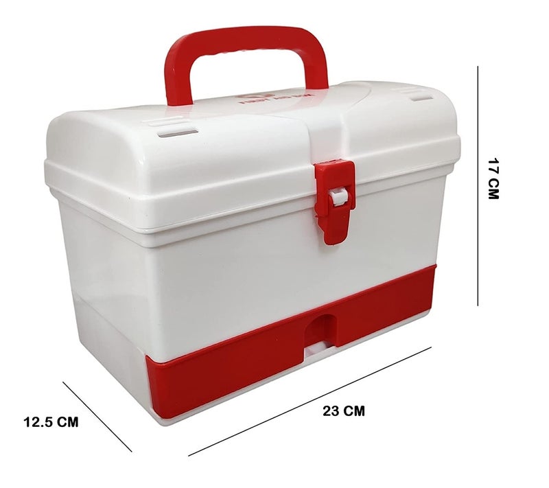 Seven Moon First Aid Box for Home & Office Large Capacity Medical Storage Organizer with Handle, Lock & Compartments Portable Plastic Emergency Medicine Kit Box (Random Color) - Image 3