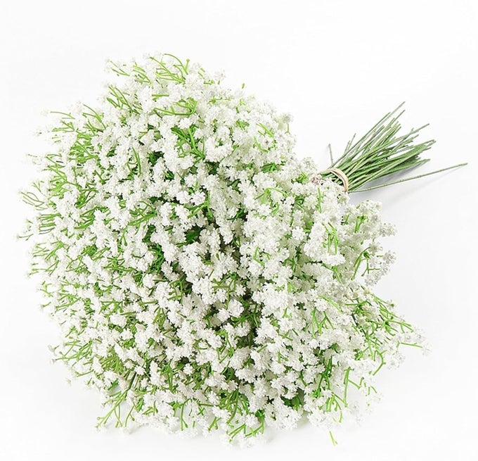 15Pcs Artificial Babys Breath Flowers Artificial Gypsophila White Fake Flowers Bouquets Real Touch for Arrangements Wedding Home Decor Table Party DIY Wreath White
