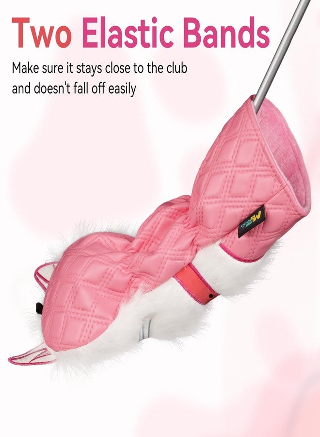 mytag Cat Driver Headcover Funny, Golf Driver Head Cover for Women Girls White Fur Blue Eyes Pink Quilted Leather - Image 5