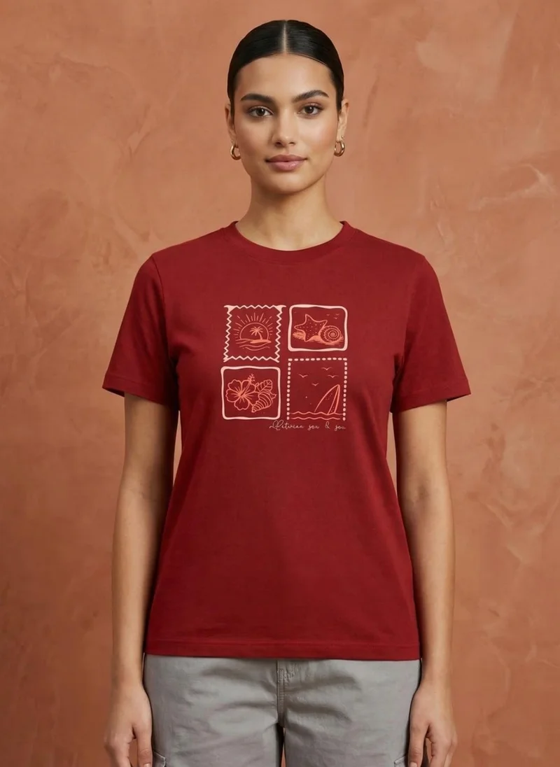 نوبيرو Nobero Women Graphic Printed T-shirt