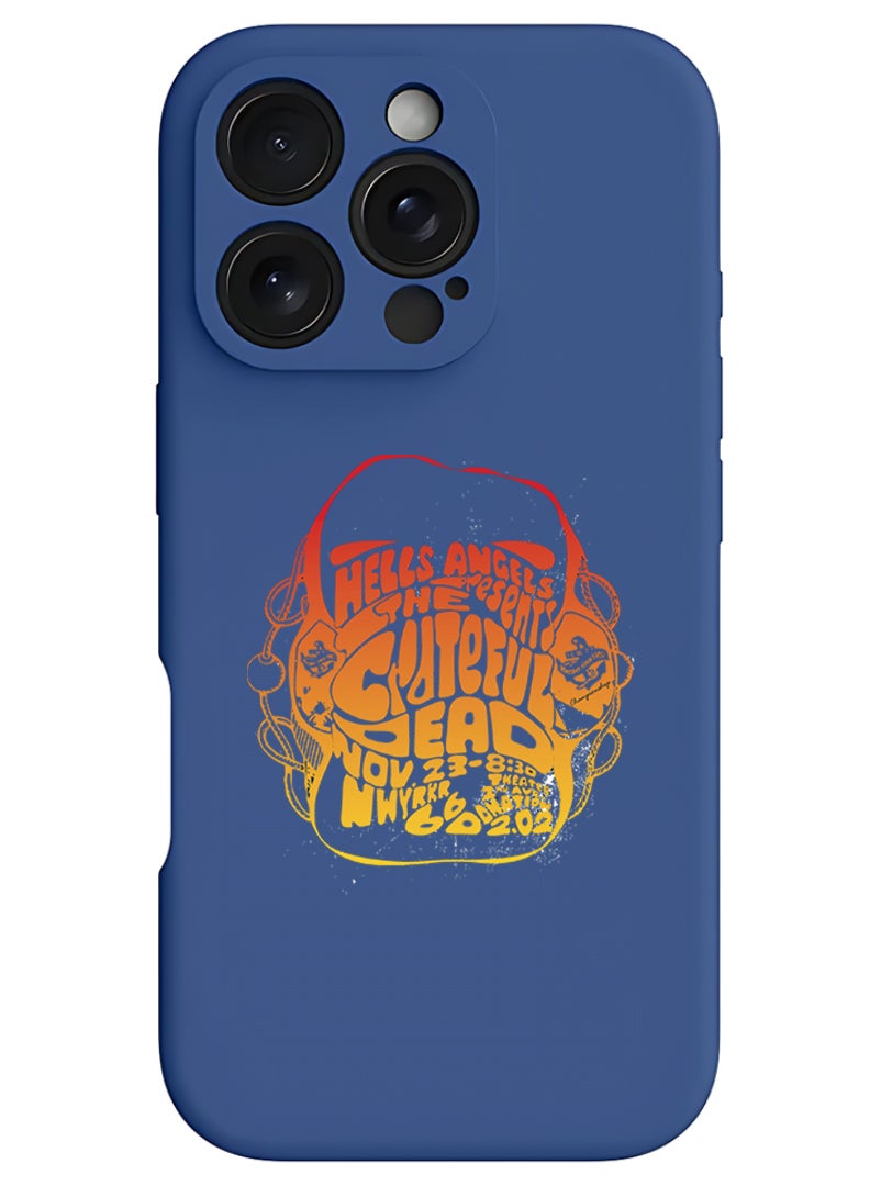 Theodor iPhone 16 Pro Max Blue Protective Slim Fit Case Liquid Silicone Cover with Full Body Protection Anti-Scratch Shockproof Case For iPhone - Hells angels - Image 1