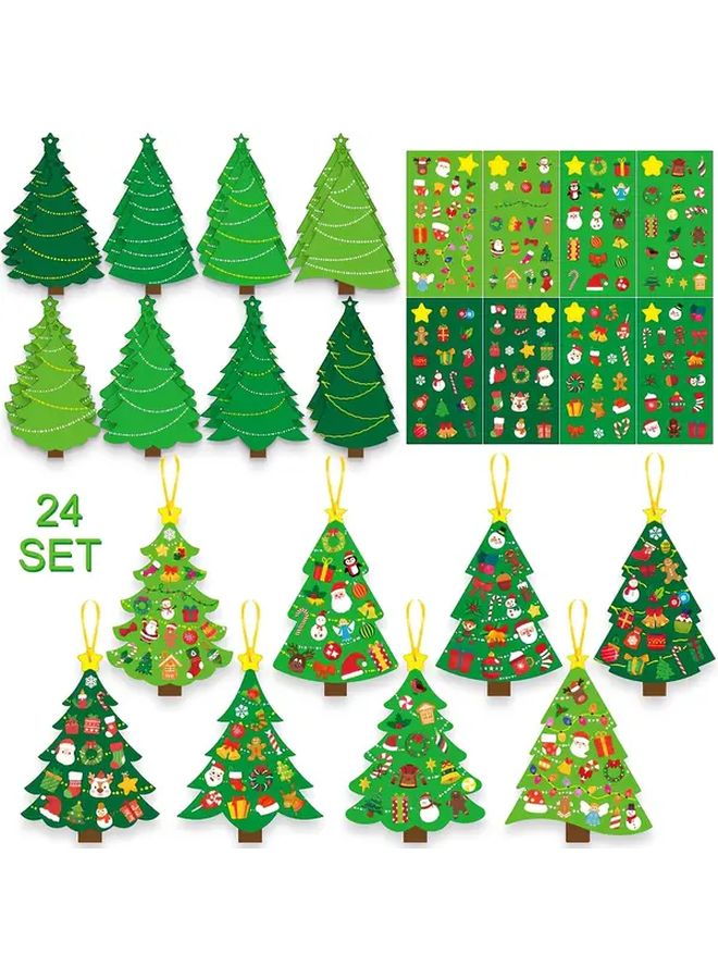 24 Sets DIY Christmas Tree Cards Craft Kit 4.13x4.92 Inch Color Coded Holiday Activity - Image 2