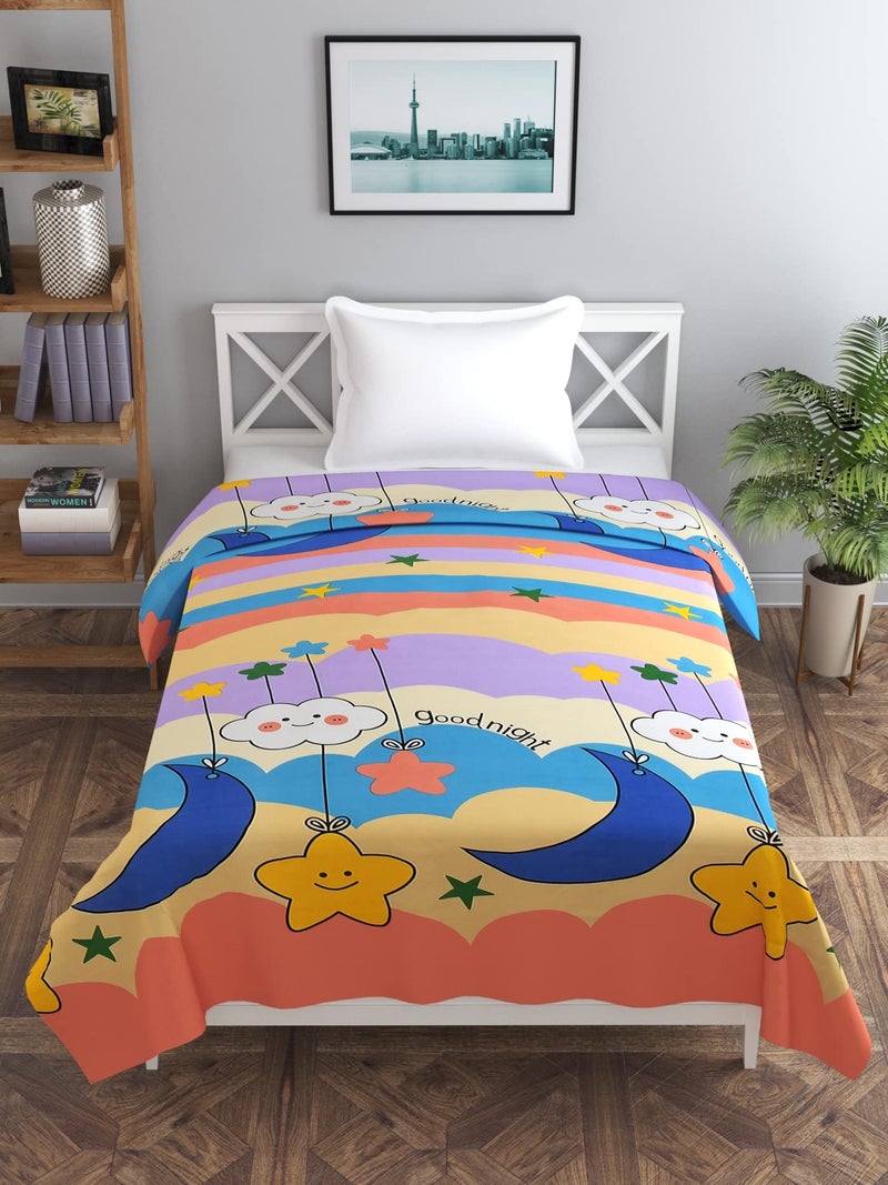 MORADO Premium Glace Cotton Cartoon Design Duvet Cover - Single, Blue Color with Zipper - Image 1