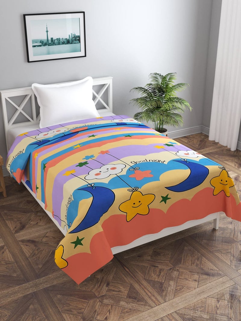 MORADO Premium Glace Cotton Cartoon Design Duvet Cover - Single, Blue Color with Zipper - Image 2