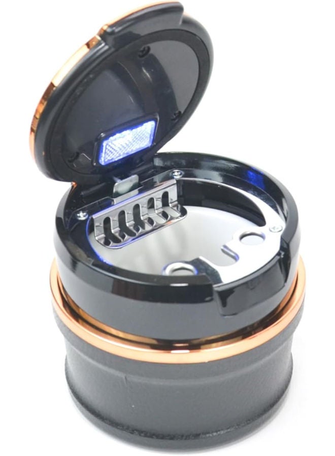 Adjustable Smokeless Car Ashtray with Lid Smell Proof with LED Light with All-ceramic Interior - Cup holder size - Detachable and Portable, Chevorlet - Black and Gold - Image 2