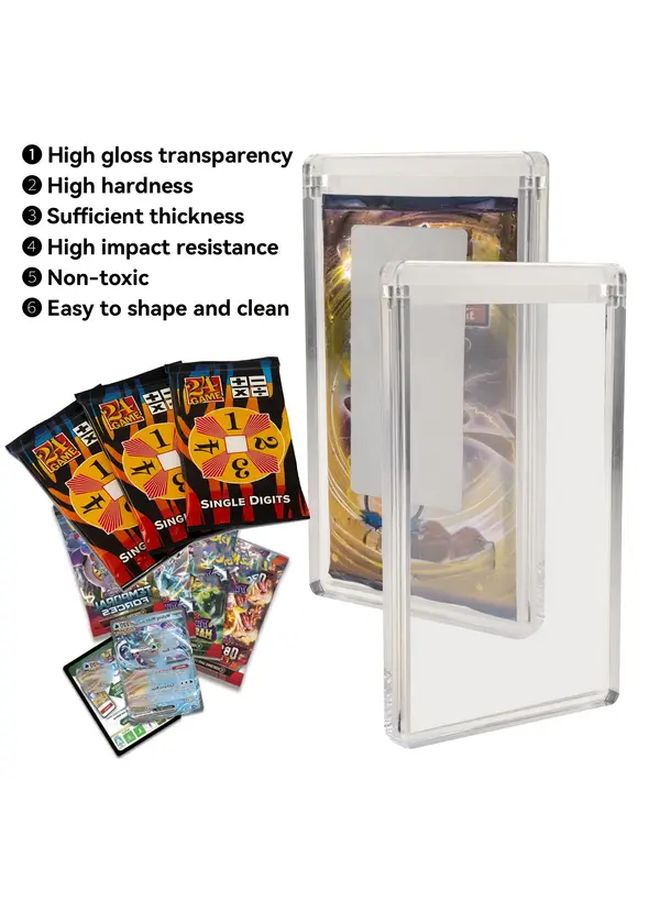 1 Pc Transparent Acrylic Display Card Holder With Magnetic Closure For Sports Trading Cards Storage - Image 1