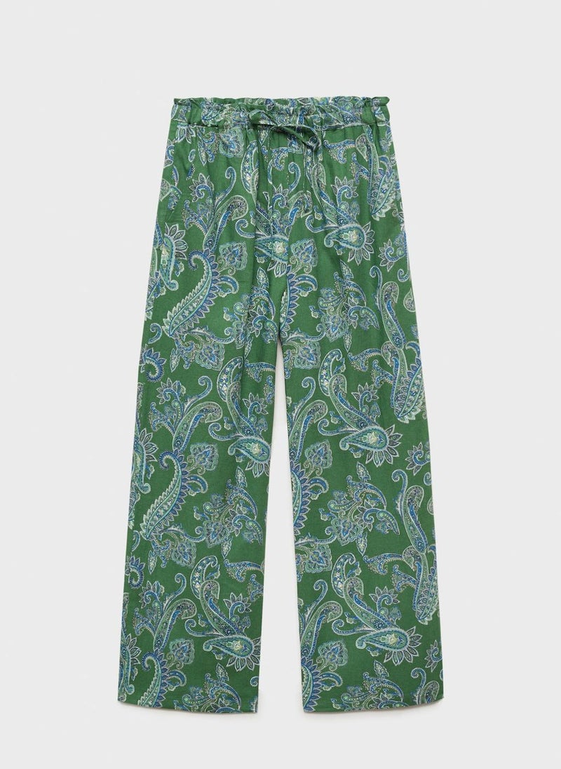 MANGO - Casual Linen Paisley Trousers - Image 1