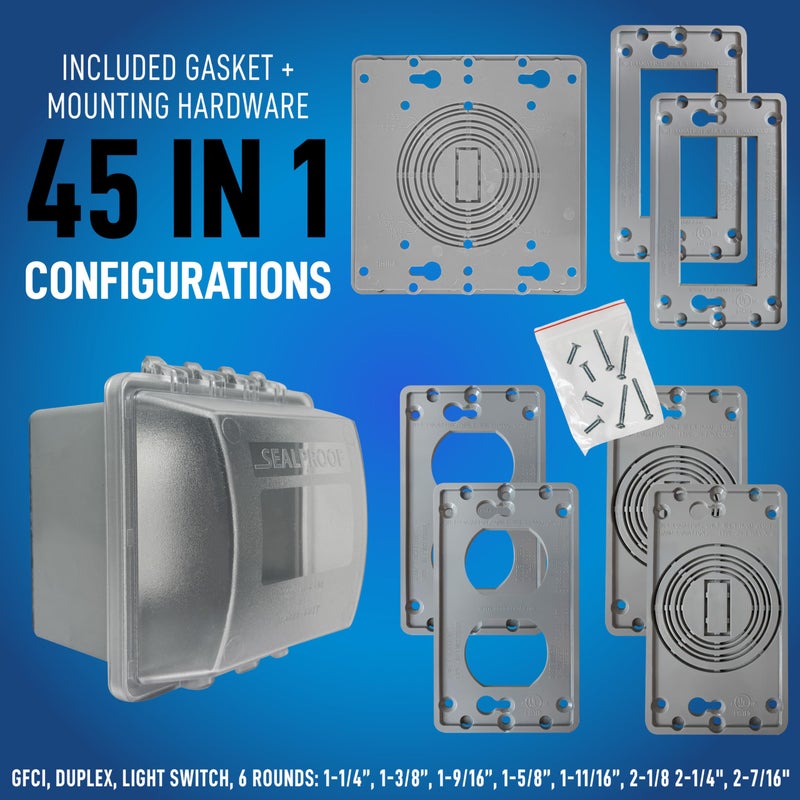 Sealproof 2-Gang Extra Deep in Use Outdoor Outlet Cover | Weatherproof, Lockable, UL Extra Duty Compliant, 45-in1 Configurations - Image 4