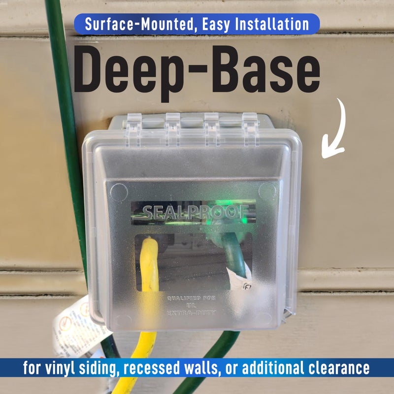 Sealproof 2-Gang Extra Deep in Use Outdoor Outlet Cover | Weatherproof, Lockable, UL Extra Duty Compliant, 45-in1 Configurations - Image 2