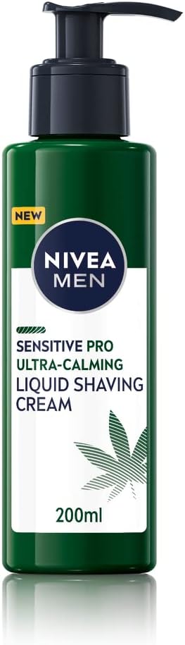 NIVEA MEN Sensitive Pro Ultra Calming Liquid Shaving Cream 200 ml Shaving Cream Enriched with Hemp Seed Oil and Vitamin E for StressMinimising Face Care - Image 1