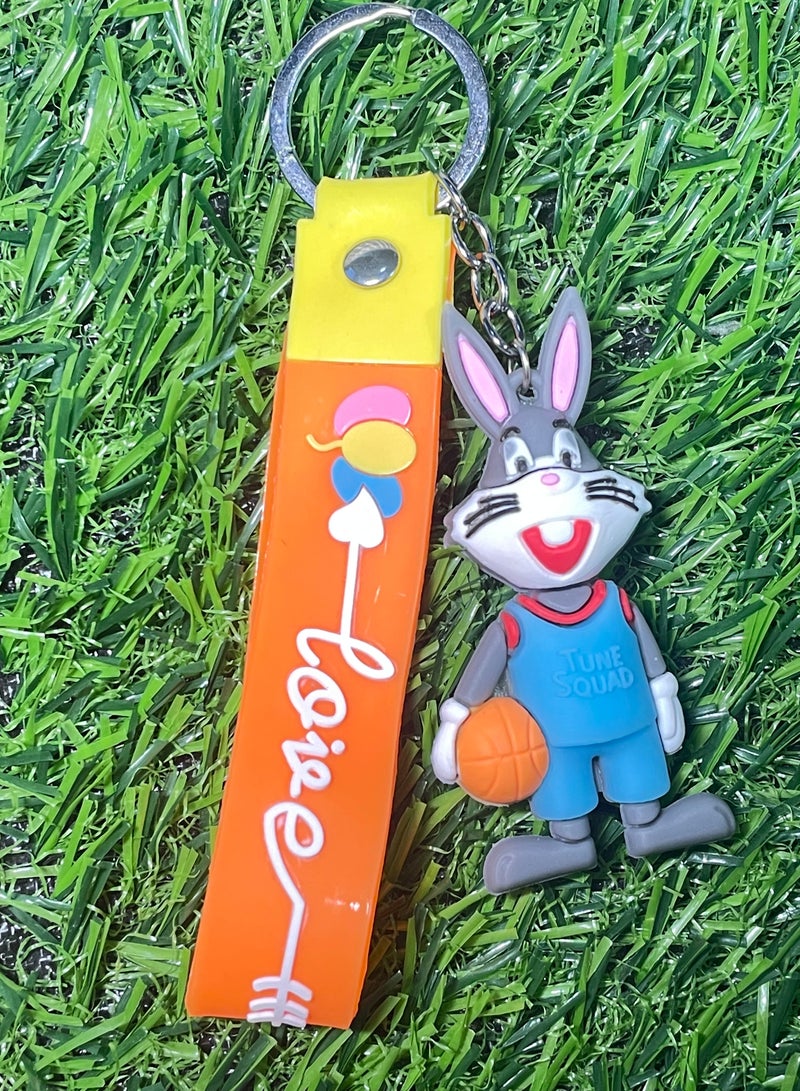 ميدالية مفاتيح كرتونية مميزة اكسسوار مميز سلسلة مفاتيح بتصميم شخصية أرنب مع شريط يتناسب مع مفاتيح السيارة والمحفظة والحقيبة هدية رائعة وجميلة - Image 1
