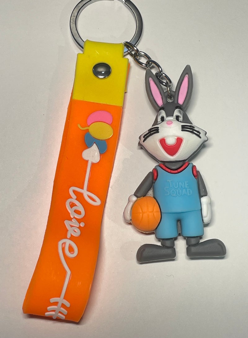 ميدالية مفاتيح كرتونية مميزة اكسسوار مميز سلسلة مفاتيح بتصميم شخصية أرنب مع شريط يتناسب مع مفاتيح السيارة والمحفظة والحقيبة هدية رائعة وجميلة - Image 2