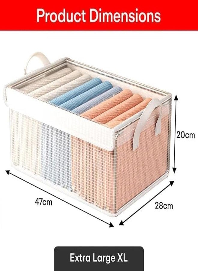 Kian PVC Transparent Storage Basket With Lid and without lid Clothes Organizer Storage Box Steel Frame Wardrobe Organizer Foldable Clothes Storage Box 26 Liter (Transparent) (Pack of 1) - Image 2