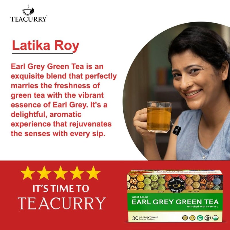Teacurry Earl Grey Green Tea - English Breakfast with Natural Bergamot | Premium Green Tea Leaves for weight management & Digestive Health ((3 Month Pack, 90 Tea Bags)) - Image 4