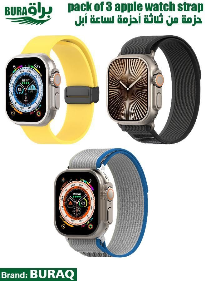 BURAQ Apple Watch Band Strap For Apple Watch Ultra 2/Ultra 49mm, Series 10 46mm, 9/8/7 45mm, SE2/SE/6/5/4 44mm, 3/2/1 42mm